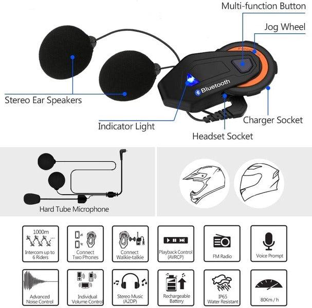 ILM Motorcycle 6 Rider Bluetooth Headset - ILM