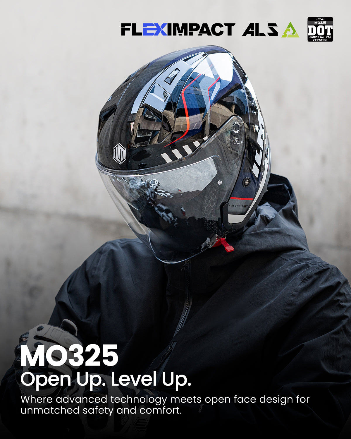 ILM Open Face Motorcycle 3/4 Helmet Model MO325