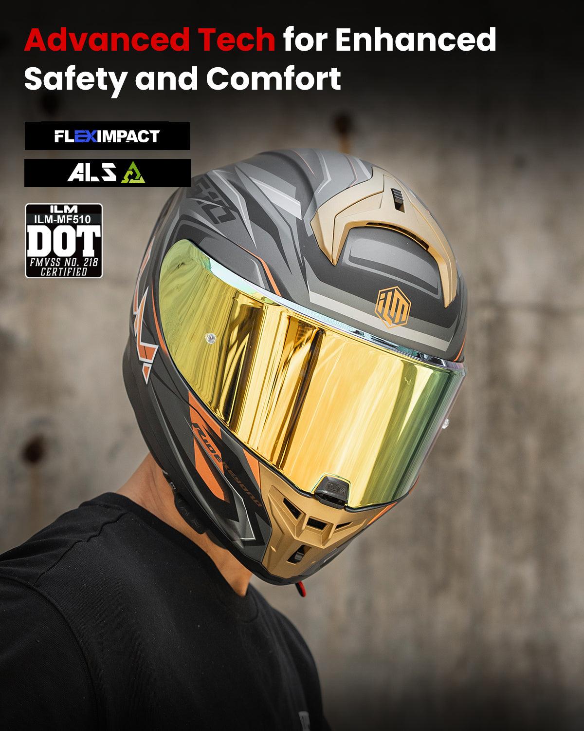 ILM Full Face Motorcycle Helmets Powersports Street Racing Cascos para Motos Model MF510 Gloss Black S / X-Large