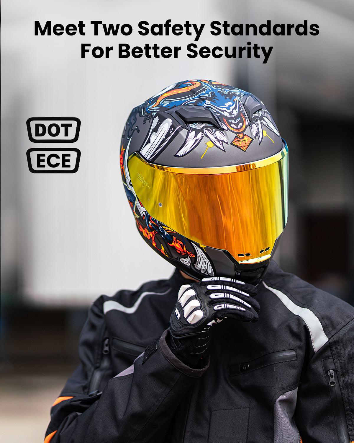good looking and safe motorcycle helmets ILM Full Face Motorcycle Helmet Lightweight Fiberglass DOT ECE Model MF522P Gloss Black / X-Large