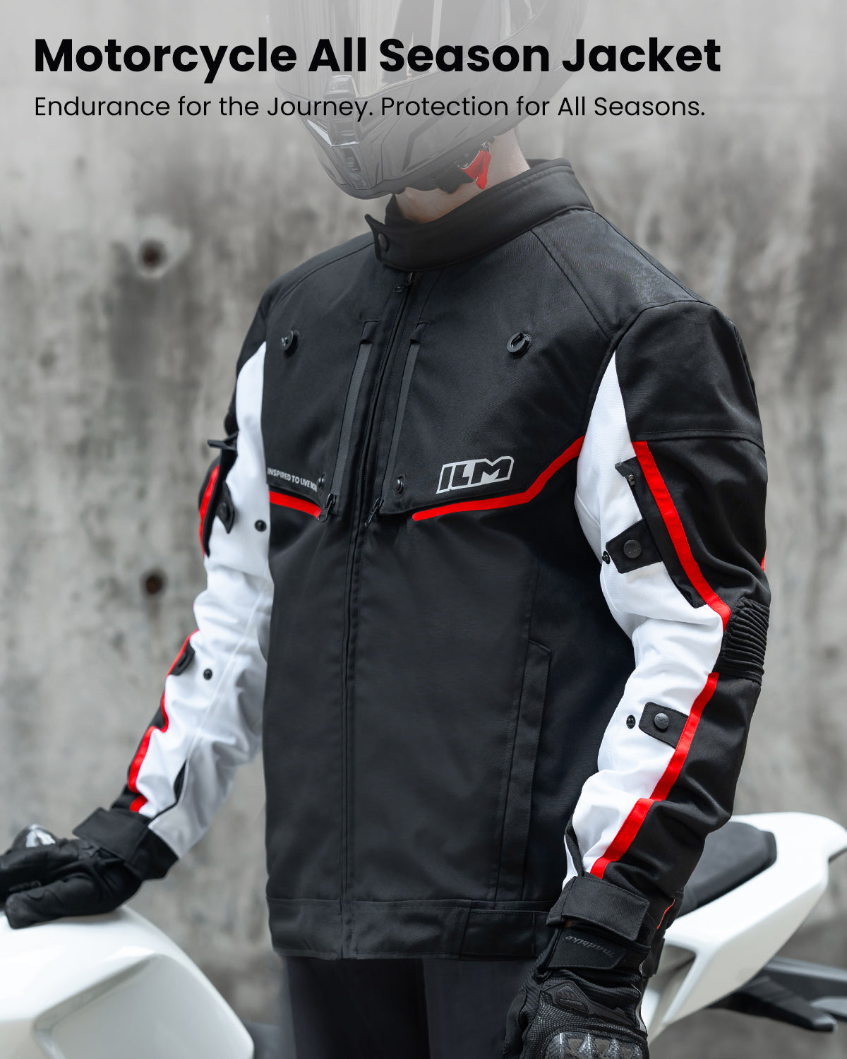 ILM Motorcycle Riding Jacket with CE Armor and Detachable Waterproof T