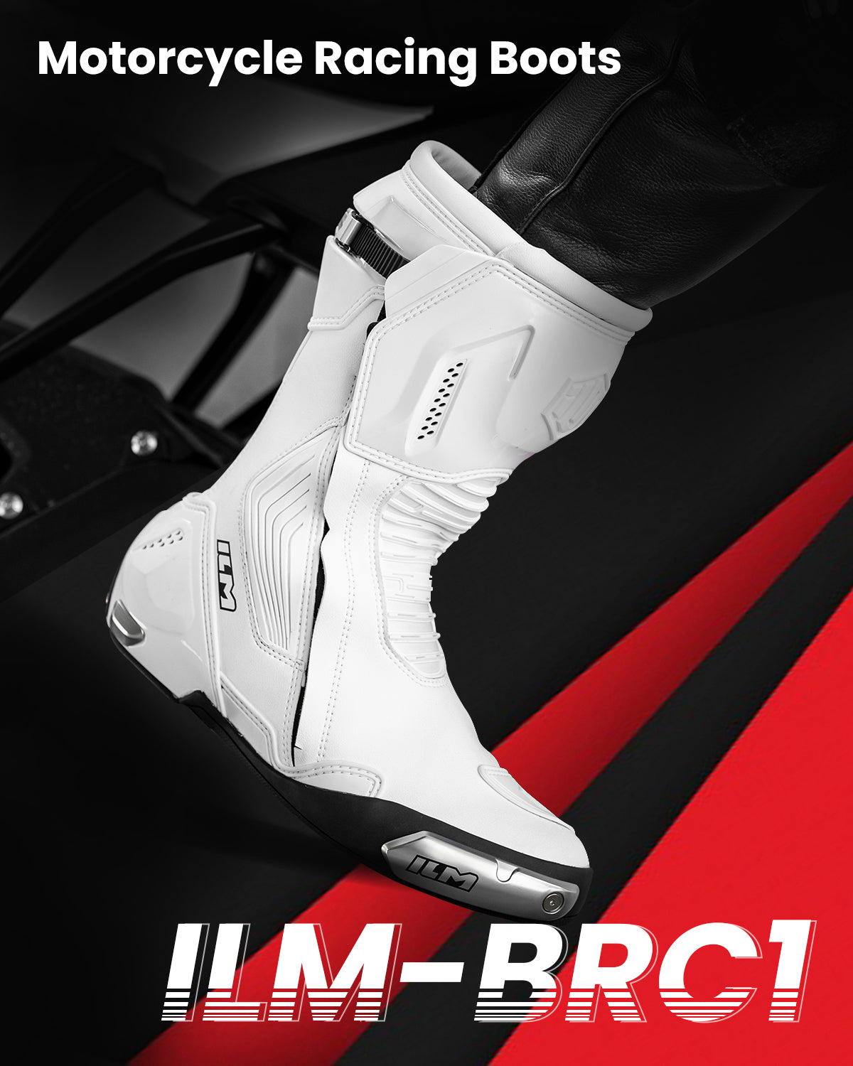 ILM Motorcycle Racing Boots Enhanced Ventilation Anti Slip Street Riding Sport Footwear CE Protective Gear Model BRC1