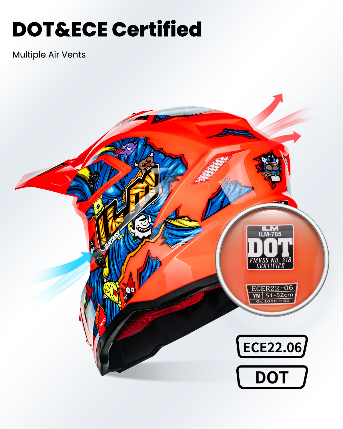 ILM Youth ATV Helmet Kids Dirt Bike Helmet Model Z705