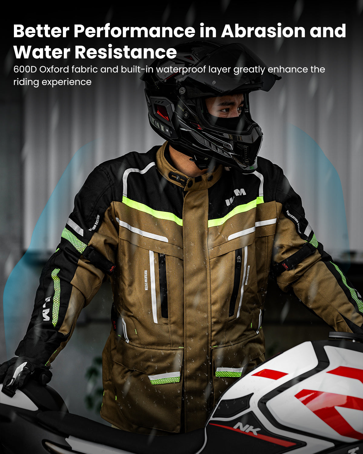 ILM Men's Street Motorcycle Jacket with CE Armor and Detachable Thermal Liner Waterproof Adventure Touring Jackets Model JRL3