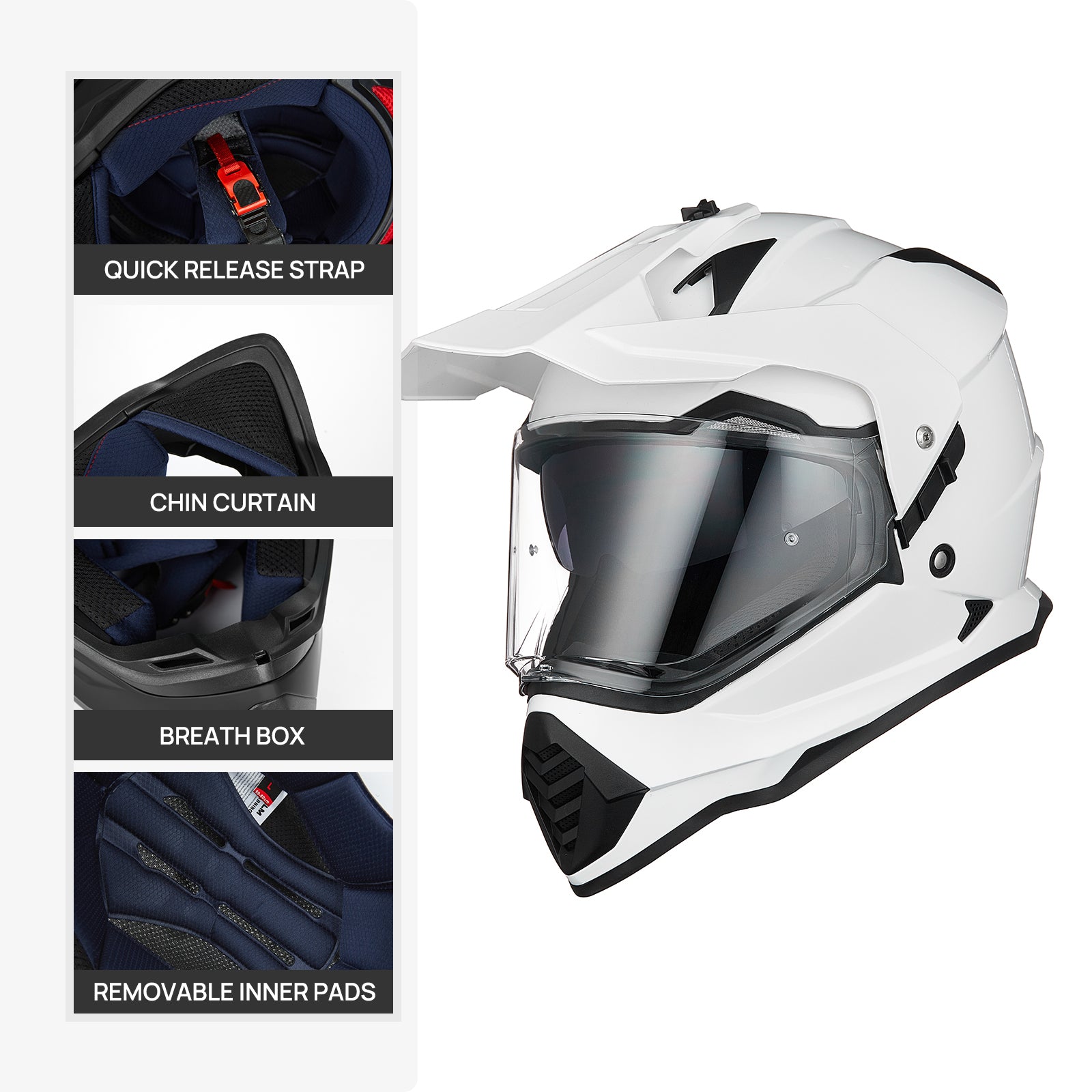 ILM Dual Sport Adventure Motorcycle Helmet Model WS902