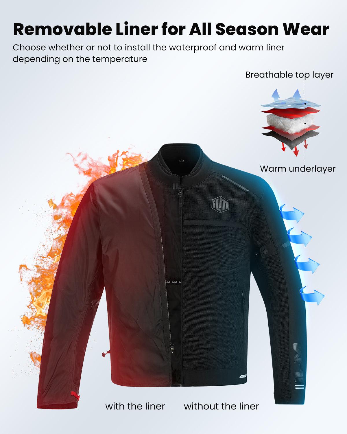 detachable add on collar for motorcycle helmet ILM Motorcycle Riding Jacket with Mesh CE Armor Dual Sport Protective Model JAM1 Orange / 3X-Large