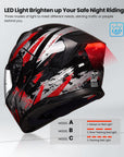 ILM Motorcycle Modular Full Face Helmet LED Tail Light Model 906L