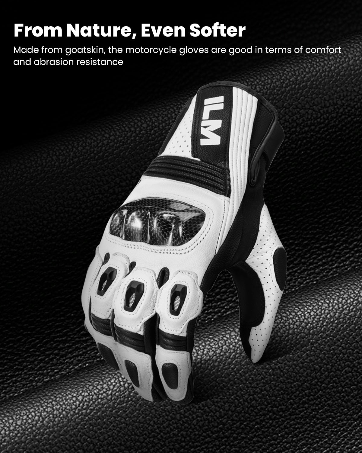 ILM Motorcycle Goatskin Leather Gloves Riding Motorbike with Touchscreen Hard Knuckle Model GL4