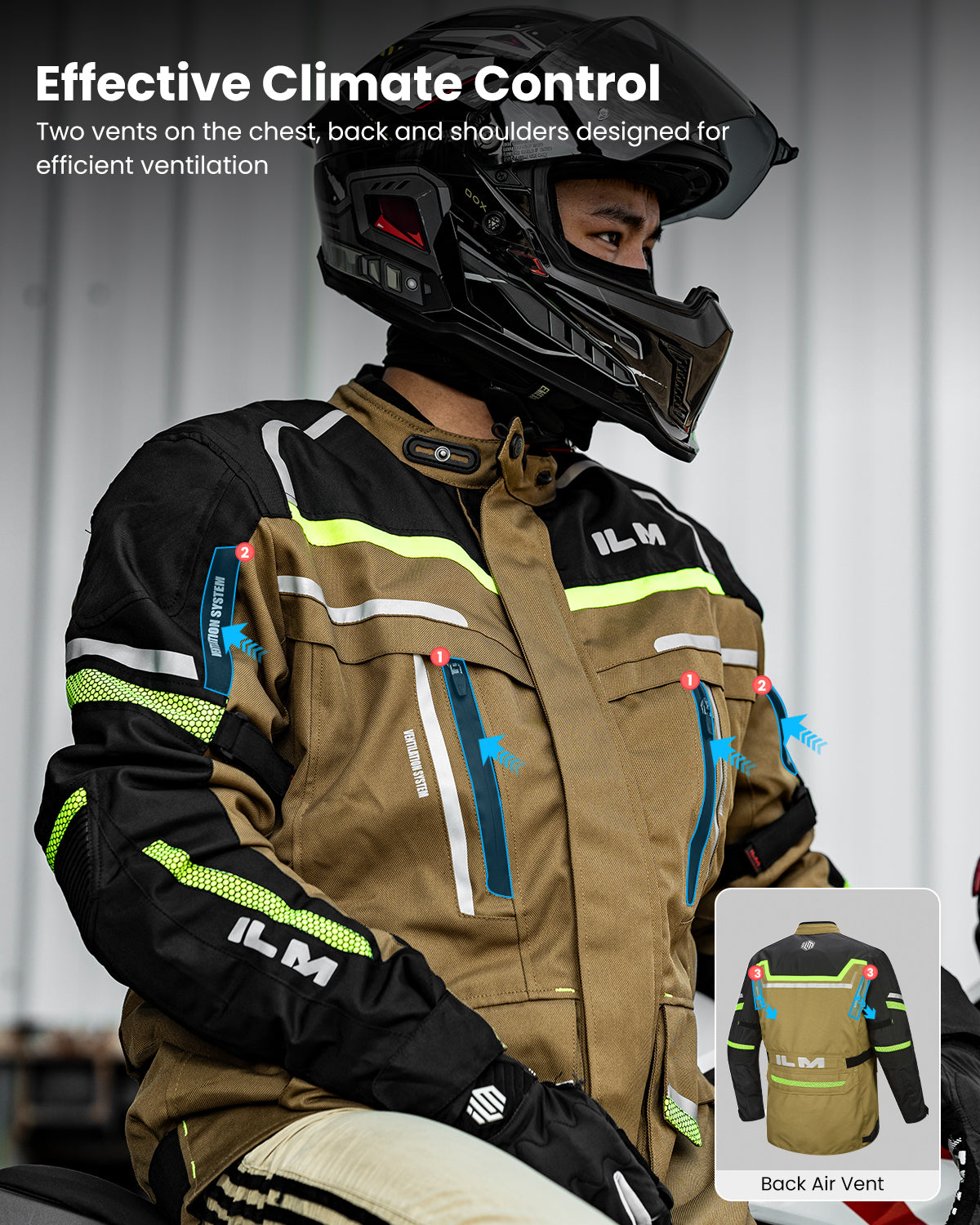 ILM Men's Street Motorcycle Jacket with CE Armor and Detachable Thermal Liner Waterproof Adventure Touring Jackets Model JRL3