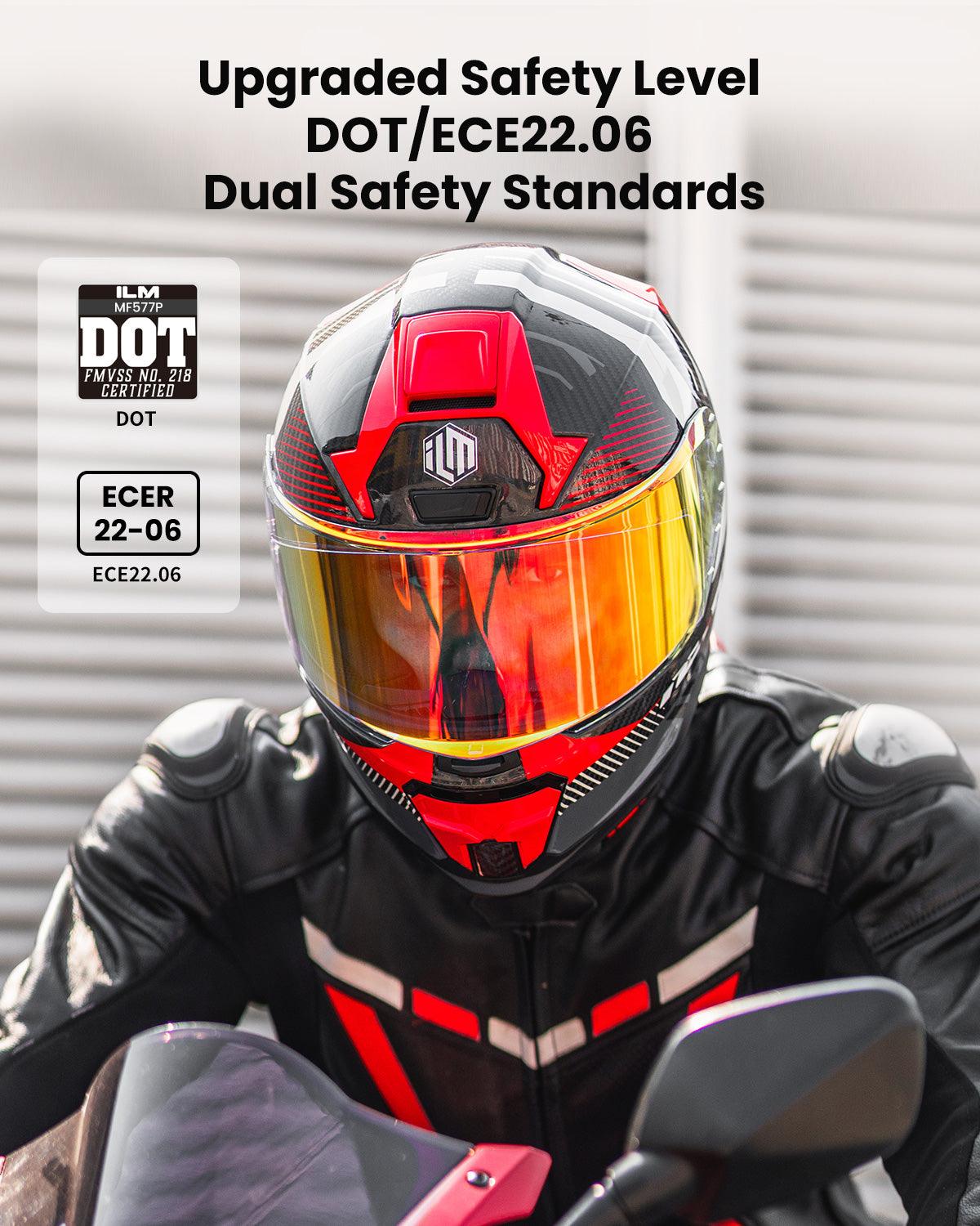ILM Carbon Fiber Motorcycle Helmets Full Face Racing Helmet Model MF577P 3K Carbon Black / Medium