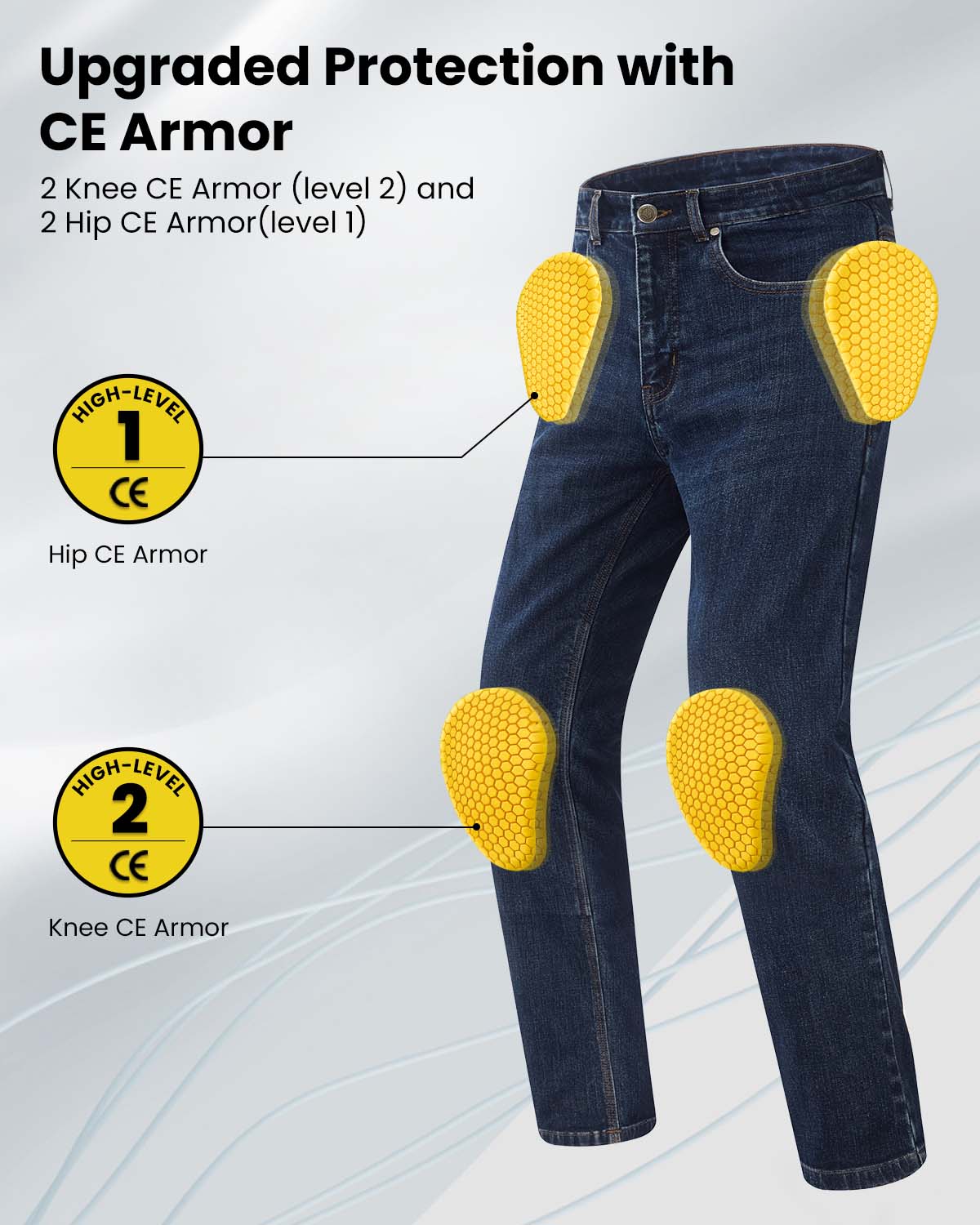 ILM Motorcycle Riding Pants for Men CE Armored Motorbike Jeans Adventu