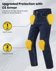 ILM Motorcycle Riding Pants for Men CE Armored Motorbike Jeans Adventure Touring Motocross All Season Model PJN1