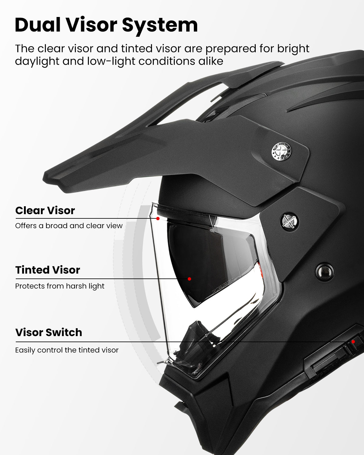 ILM Dual Sport ATV Off Road Full Face Motorcycle Helmets model MD866