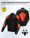 ILM Motorcycle Riding Jacket with Mesh CE Armor Dual Sport Protective Model JAM1