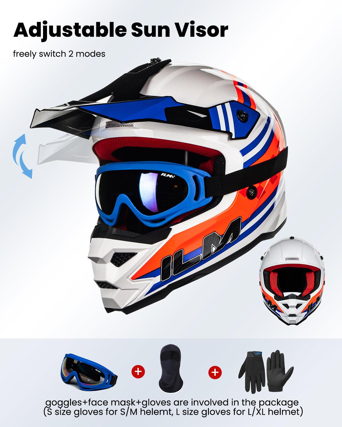 ILM Motorfiets Helm Kinderen Motocross Fietshelm met Veiligheidsbril Masker Handschoenen Jongen en Meisje ECE Model Z705,Hip-hop,M ILM Motorfiets Helm Kinderen Motocross Fietshelm met Veiligheidsbril Masker Handschoenen Jongen en Meisje ECE Model Z705,Hip-hop,M