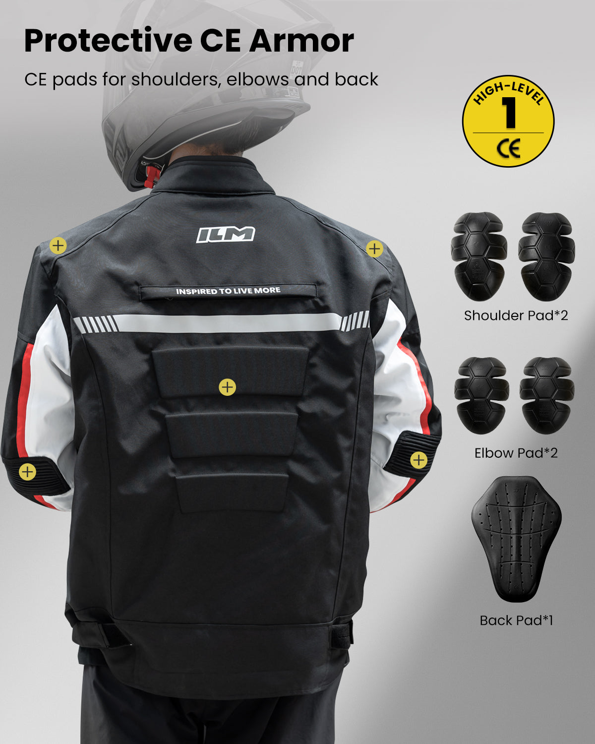 ILM Motorcycle Riding Jacket with CE Armor and Detachable Waterproof Thermal Liner Dual Sport Model JF2