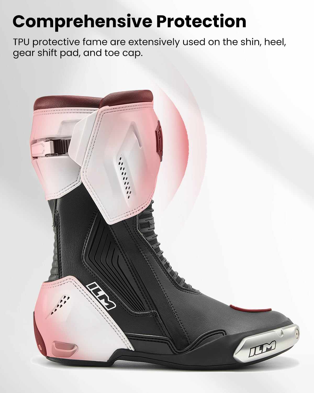 ILM Motorcycle Racing Boots Enhanced Ventilation Anti Slip Street Riding Sport Footwear CE Protective Gear Model BRC1