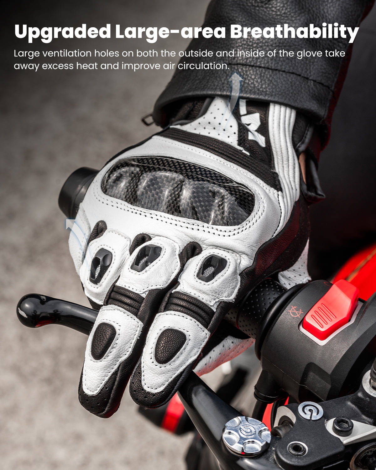 ILM Motorcycle Goatskin Leather Gloves Riding Motorbike with Touchscreen Hard Knuckle Model GL4