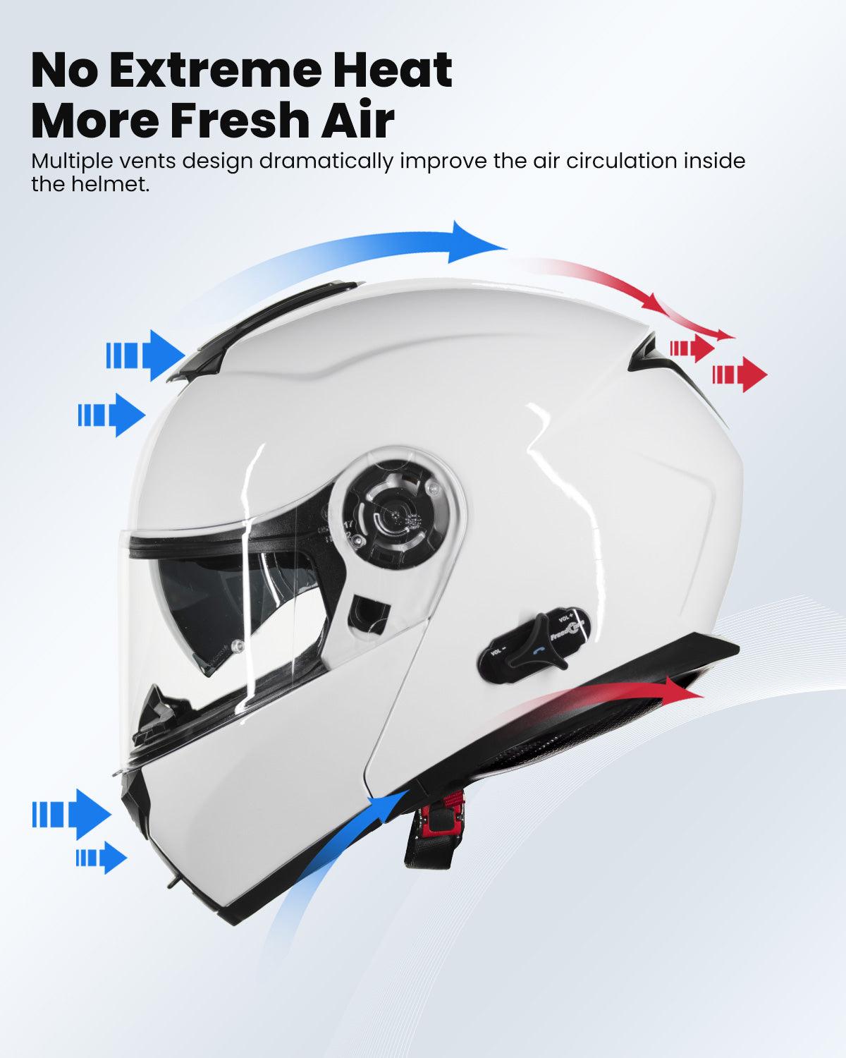 ILM Modular Flip up Full Face Bluetooth Motorcycle Helmet Model 159BT Gloss Black / Large