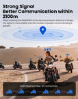 ILM Motorcycle Bluetooth Headset Helmet Communication System 2100M Intercom IP67 Waterproof Noise Cancellation Model RANGEPRO