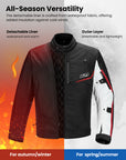 ILM Motorcycle Riding Jacket with CE Armor and Detachable Waterproof Thermal Liner Dual Sport Model JF2
