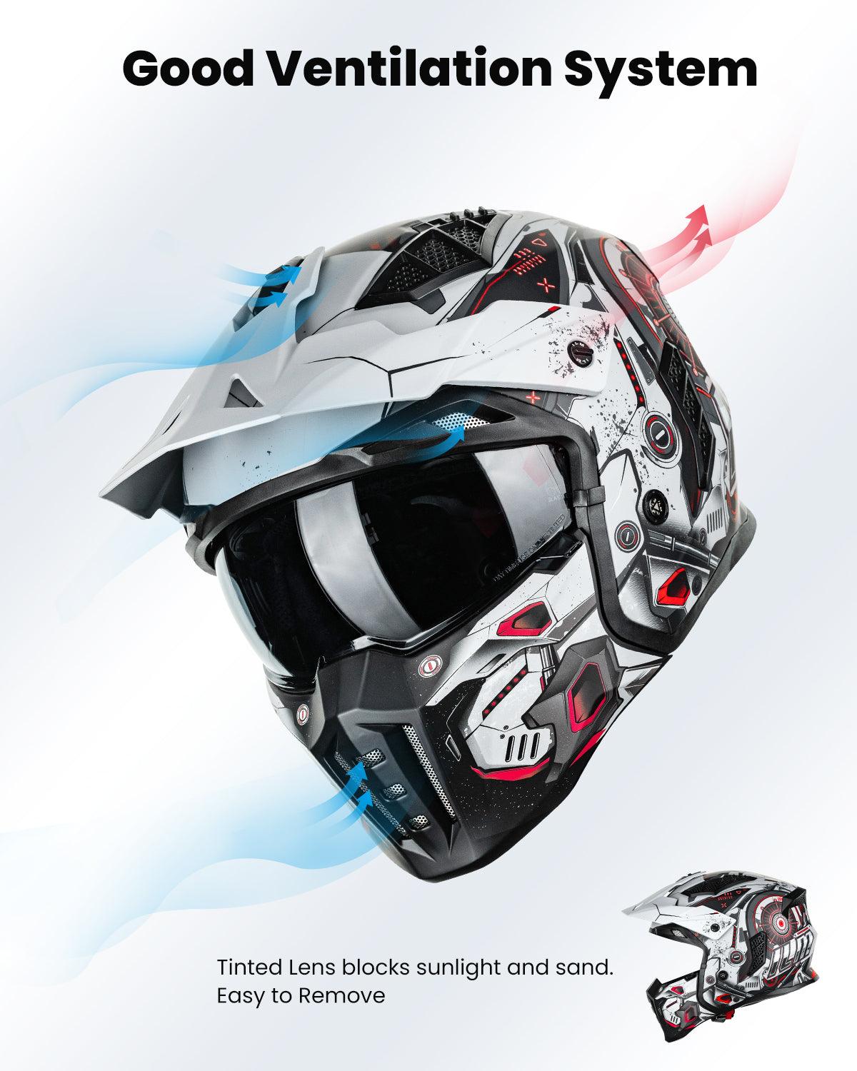 best ventilated motorcycle half helmet ILM Open Face Motorcycle 3/4 Half Helmet Model Z302 SciFi Red / X-Large
