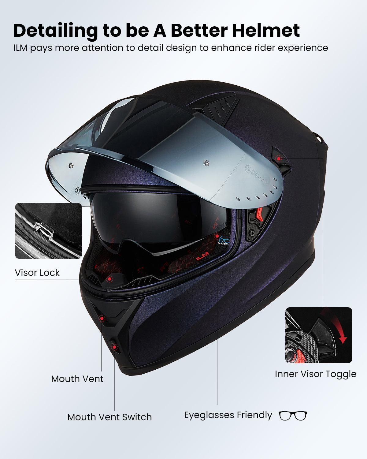 full face motorcycle helmets adults ILM Full Face Motorcycle Helmet Model Z501 Manta Blue / Medium