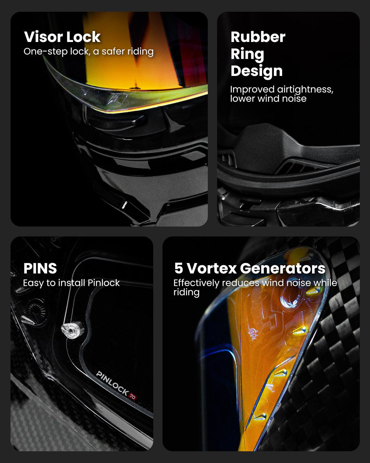 ILM Carbon Fiber Motorcycle Helmets Full Face Racing Helmet Model MF577P 3K Carbon Black / Medium