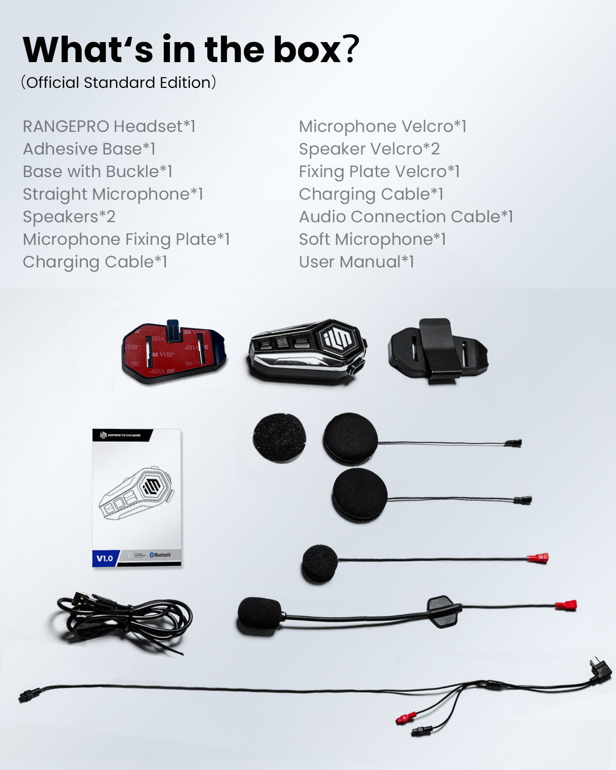 ILM Motorcycle Bluetooth Headset Helmet Communication System 2100M Intercom IP67 Waterproof Noise Cancellation Model RANGEPRO