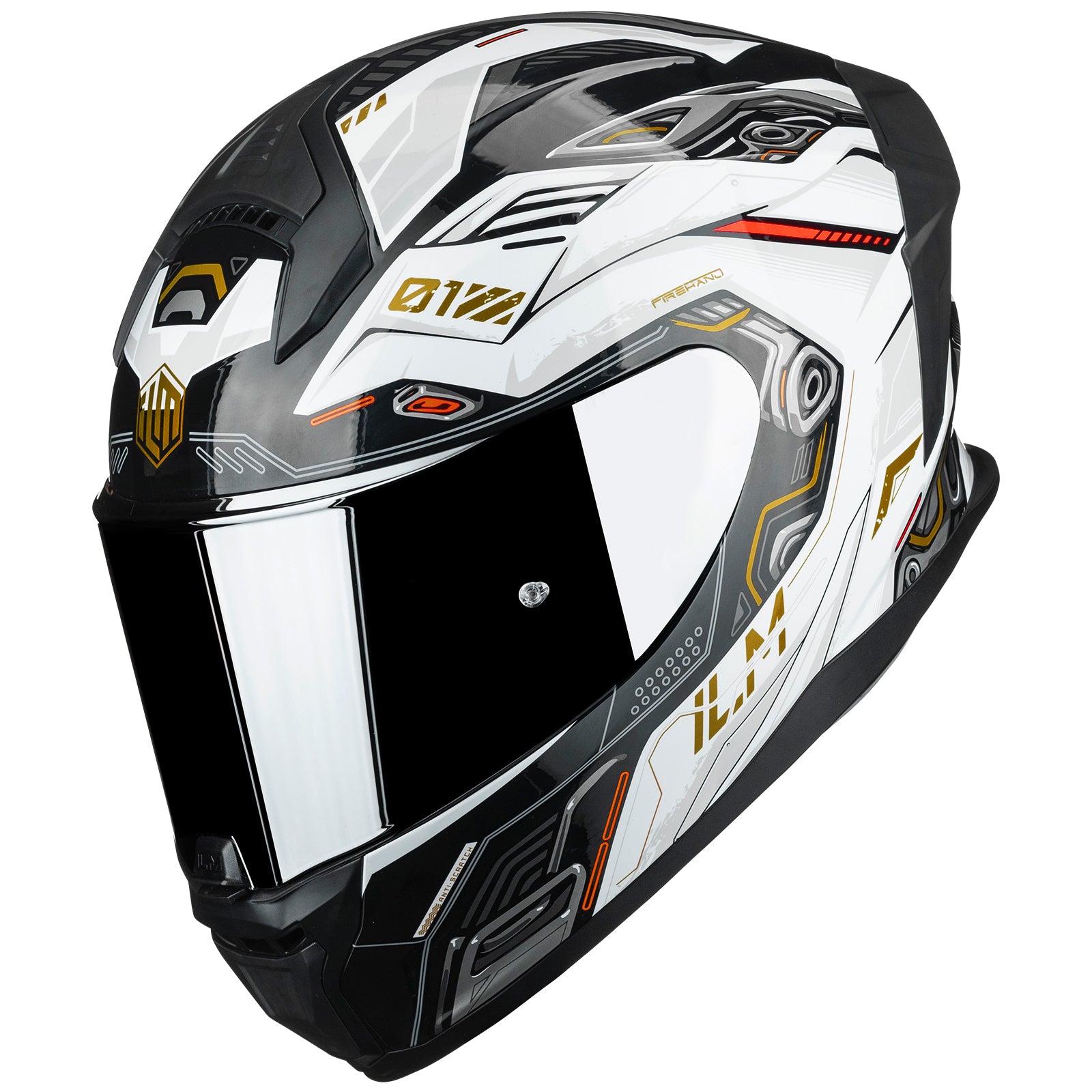 ILM Full Face Motorcycle Helmet DOT Approved Powersports Street Racing Cascos para Motos Model MF510A Banisher White / Large