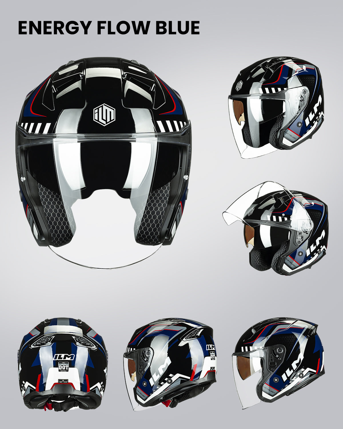 ILM Open Face Motorcycle 3/4 Helmet Model MO325