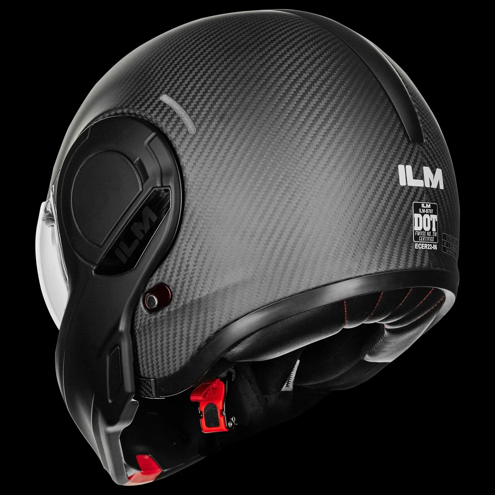 full face modular motorcycle helmet ILM Carbon Fiber Vintage Full Face Modular Motorcycle Helmet Model B707C Matte Black / Medium