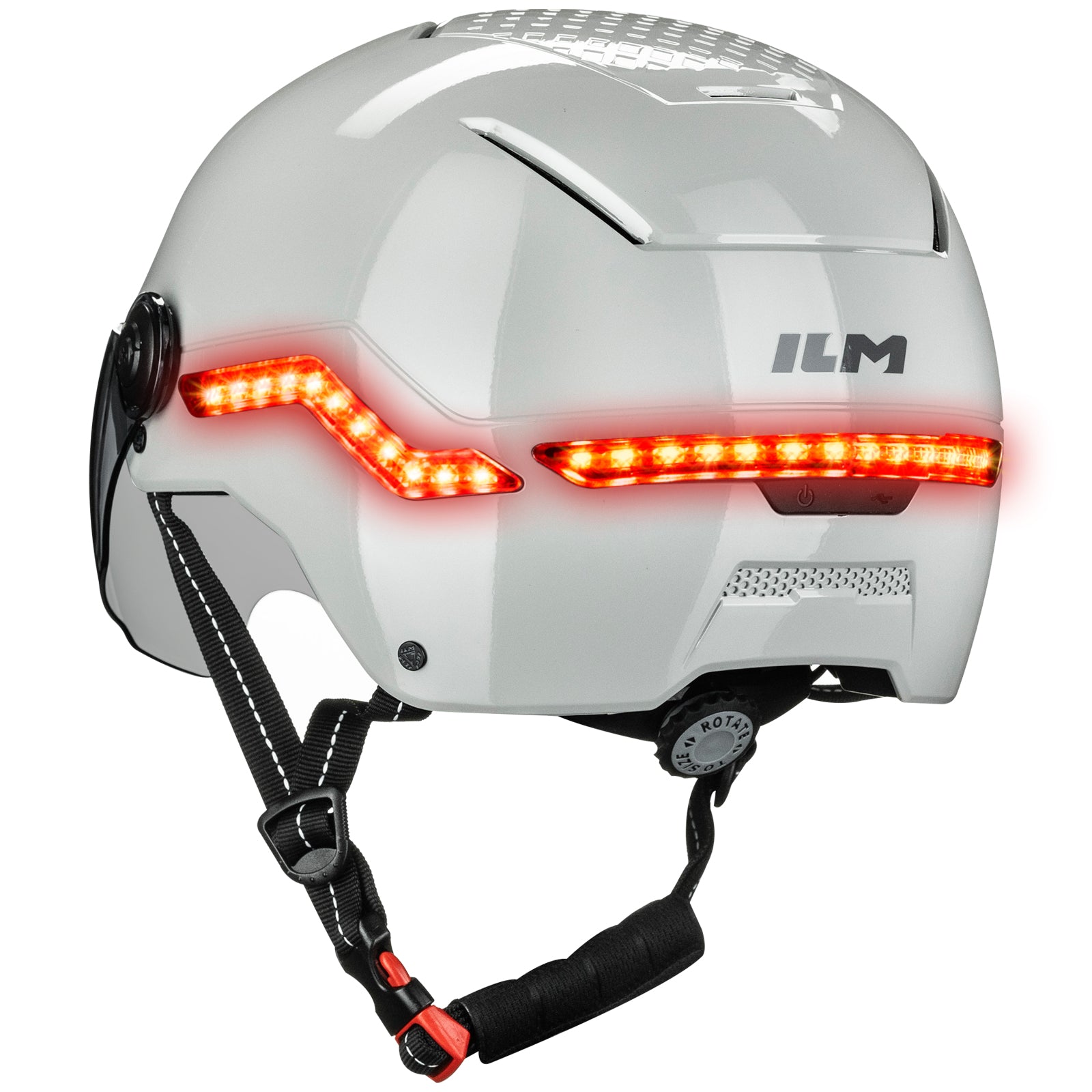 ILM Smart Adult Bike Helmet Front Side Rear LED Light with Automatic G-Sensor Turn Signal &amp; Brake Warning Road Cycling Model MB101L