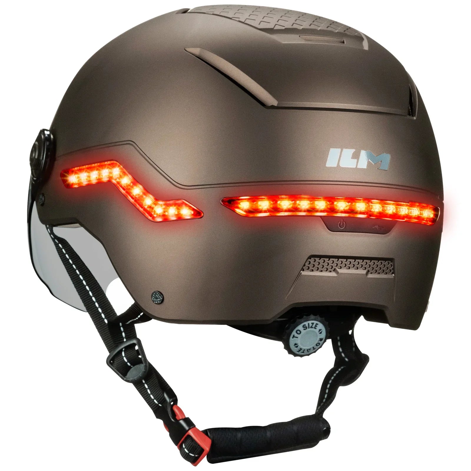 ILM Smart Adult Bike Helmet Front Side Rear LED Light with Automatic G