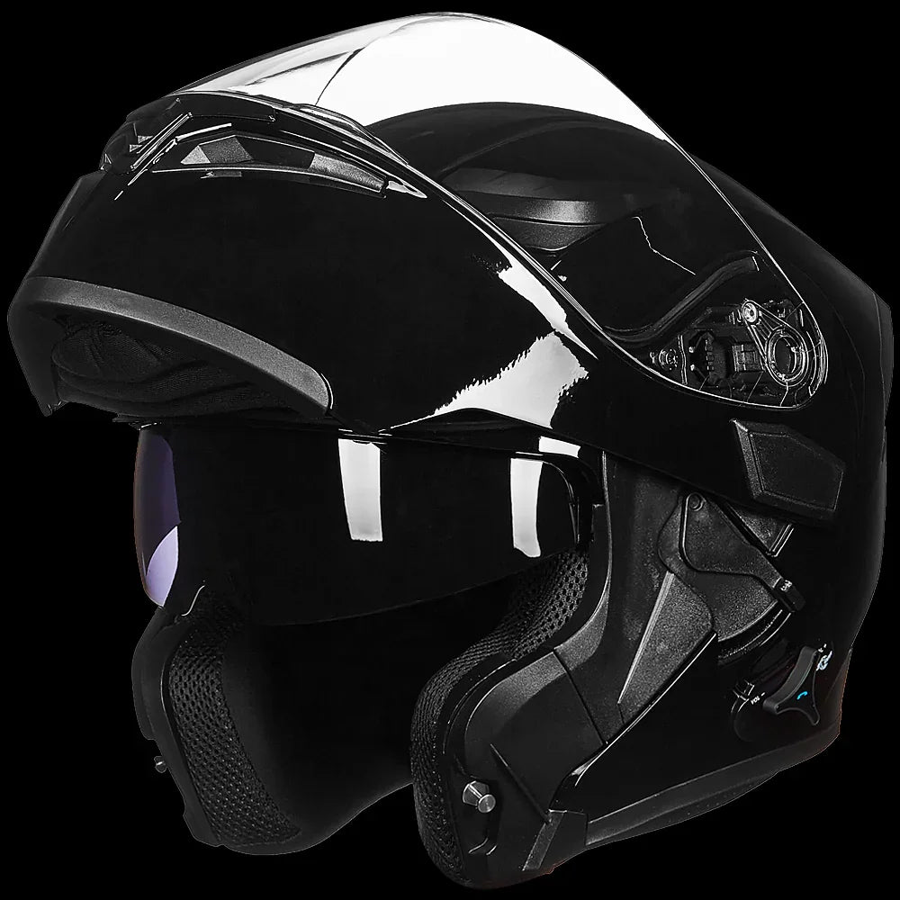 ILM Modular Flip up Full Face Bluetooth Motorcycle Helmet Model 902BT Matte Black / XX-Large