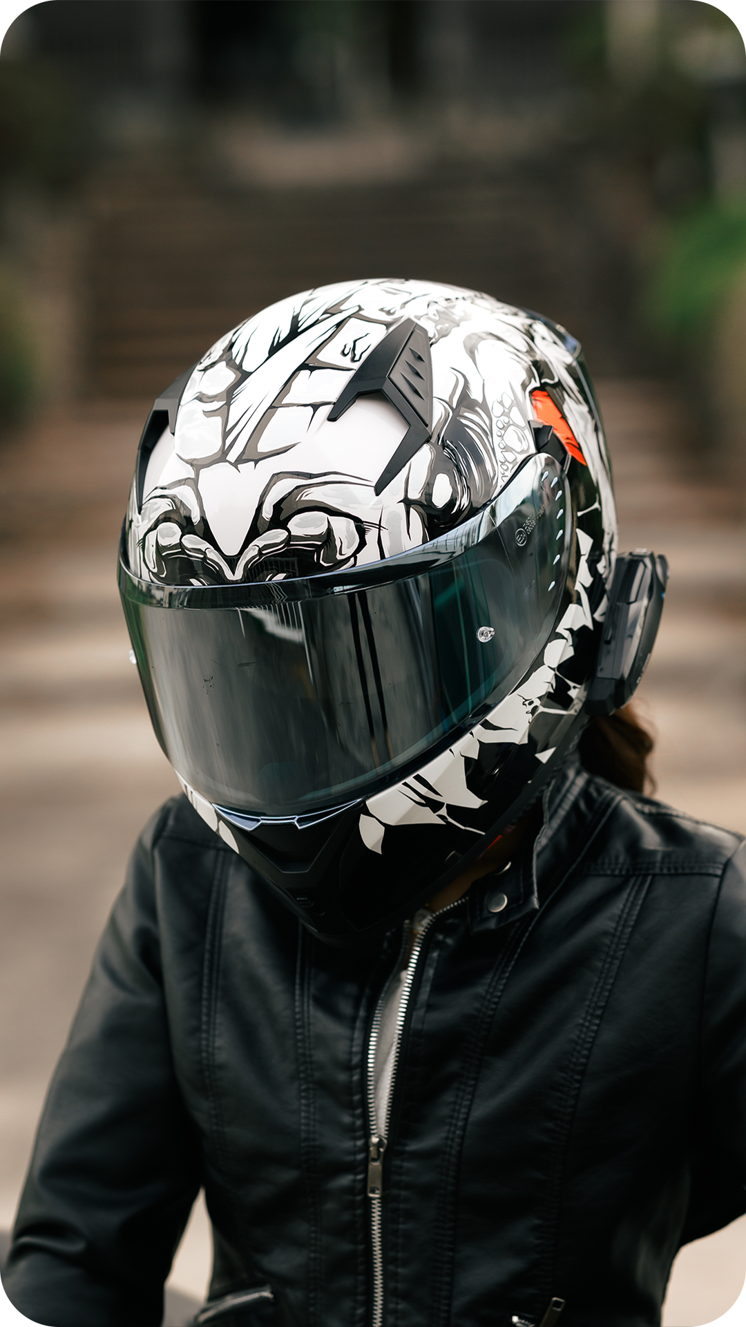 ILM Full Face Motorcycle Helmet Model Z501 Lizzard White