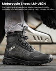 ILM Men's Black Motorbike Riding Shoes Lightweight Breathable Ankle Support Model UB34