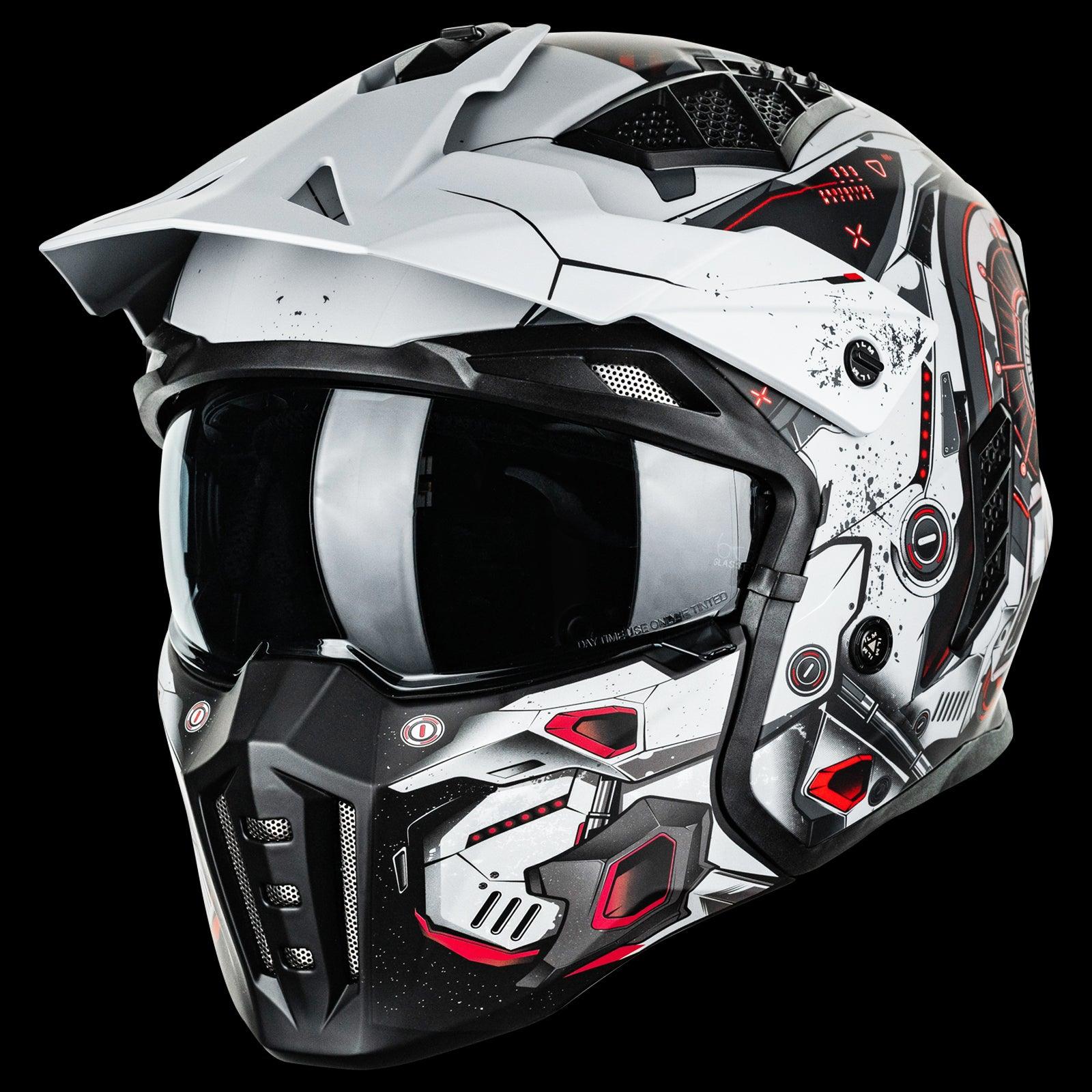 3 piece motorcycle helmet ILM Open Face Motorcycle 3/4 Half Helmet Model Z302 SciFi Red / X-Large