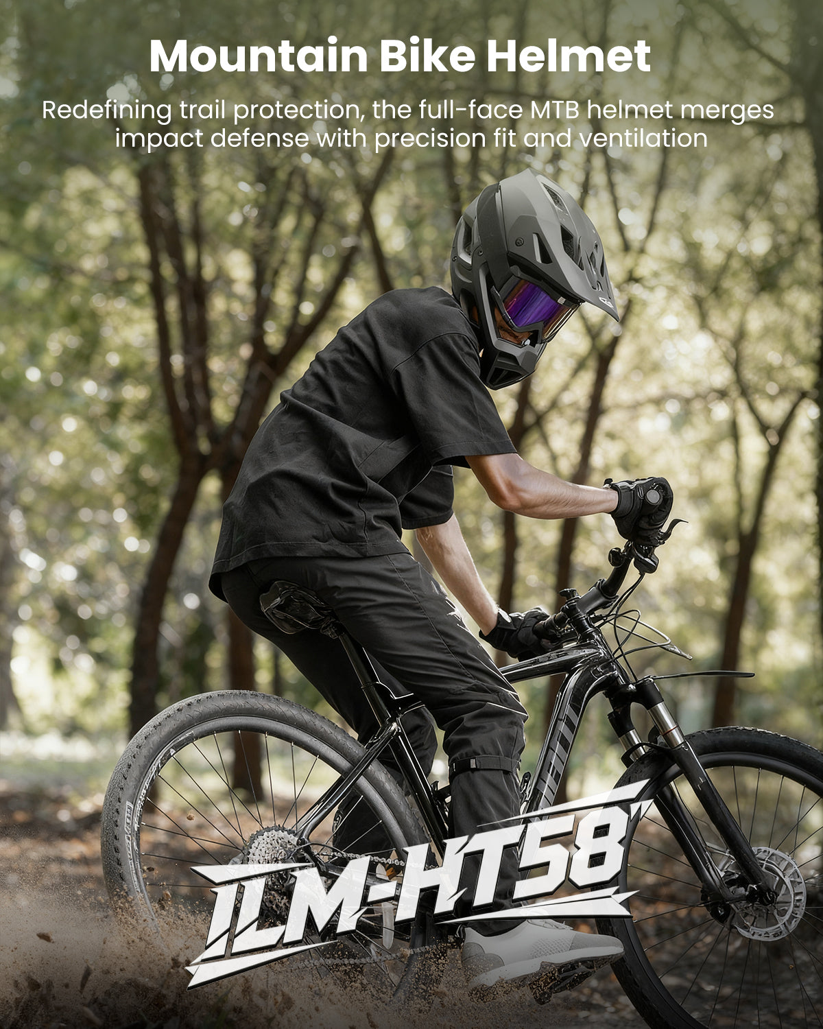 ILM Full Face Mountain Bike Helmet ASTM CPSC Adult with Adjustable Vis