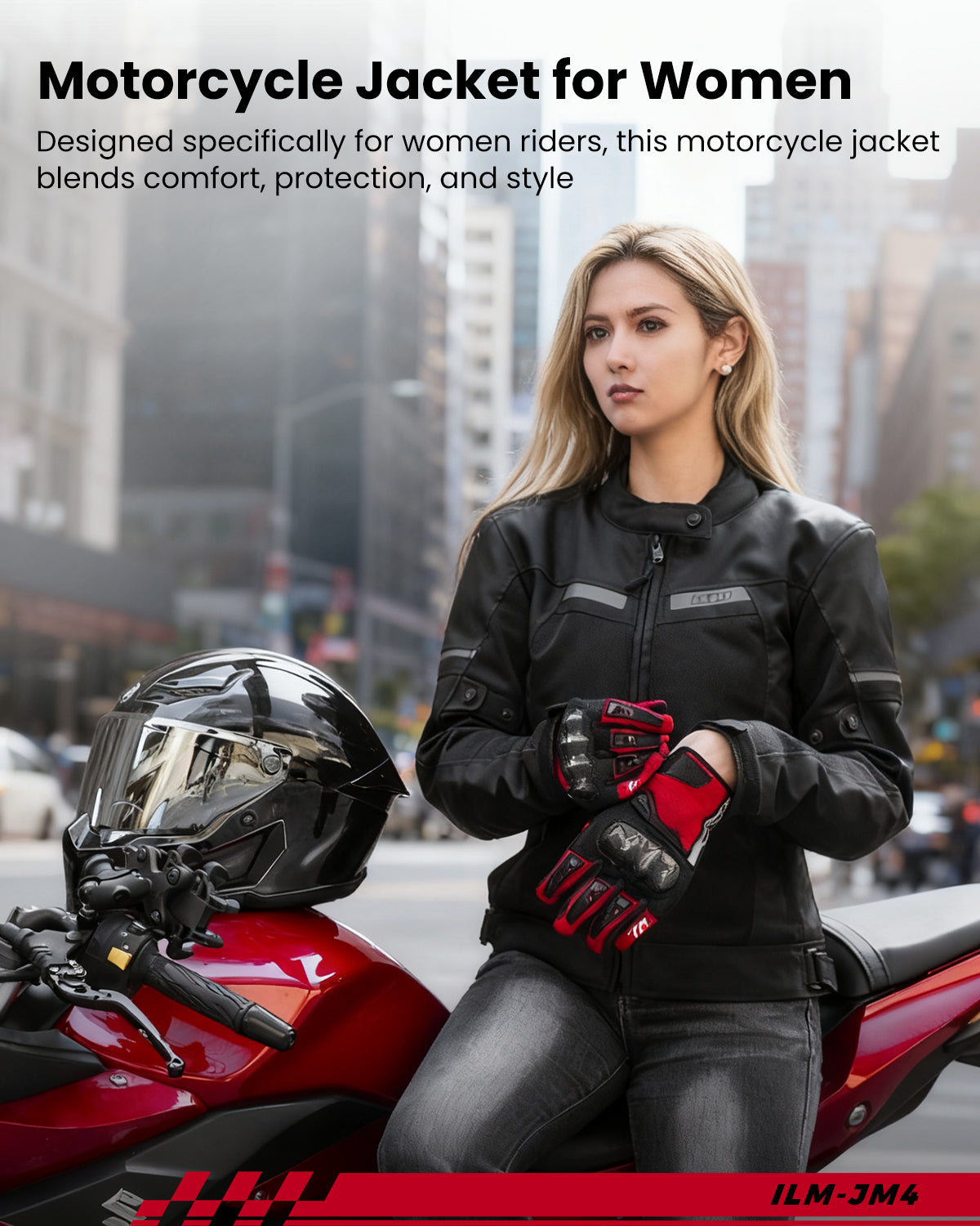 ILM Women Motorcycle Jacket with Armor CE Lightweight Moto Jacket Mode