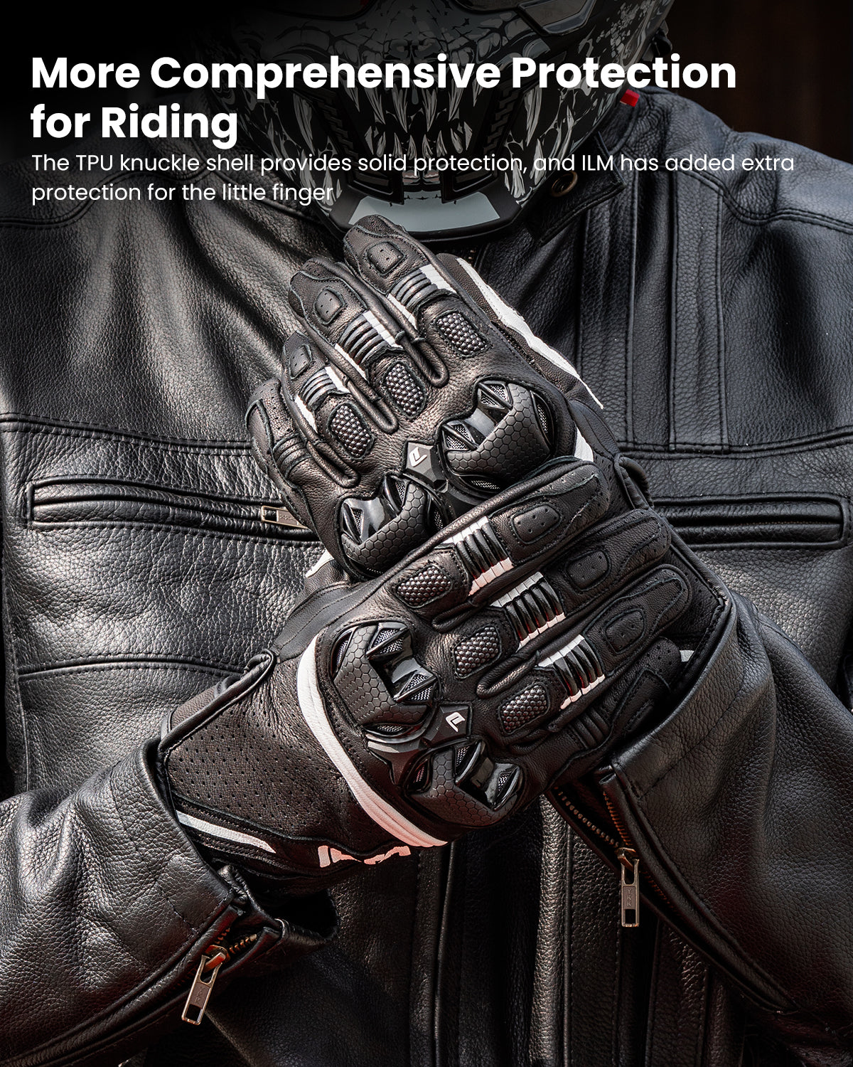 ILM Motorcycle Leather Gloves Breathable Riding Motocross Gloves Model GL3