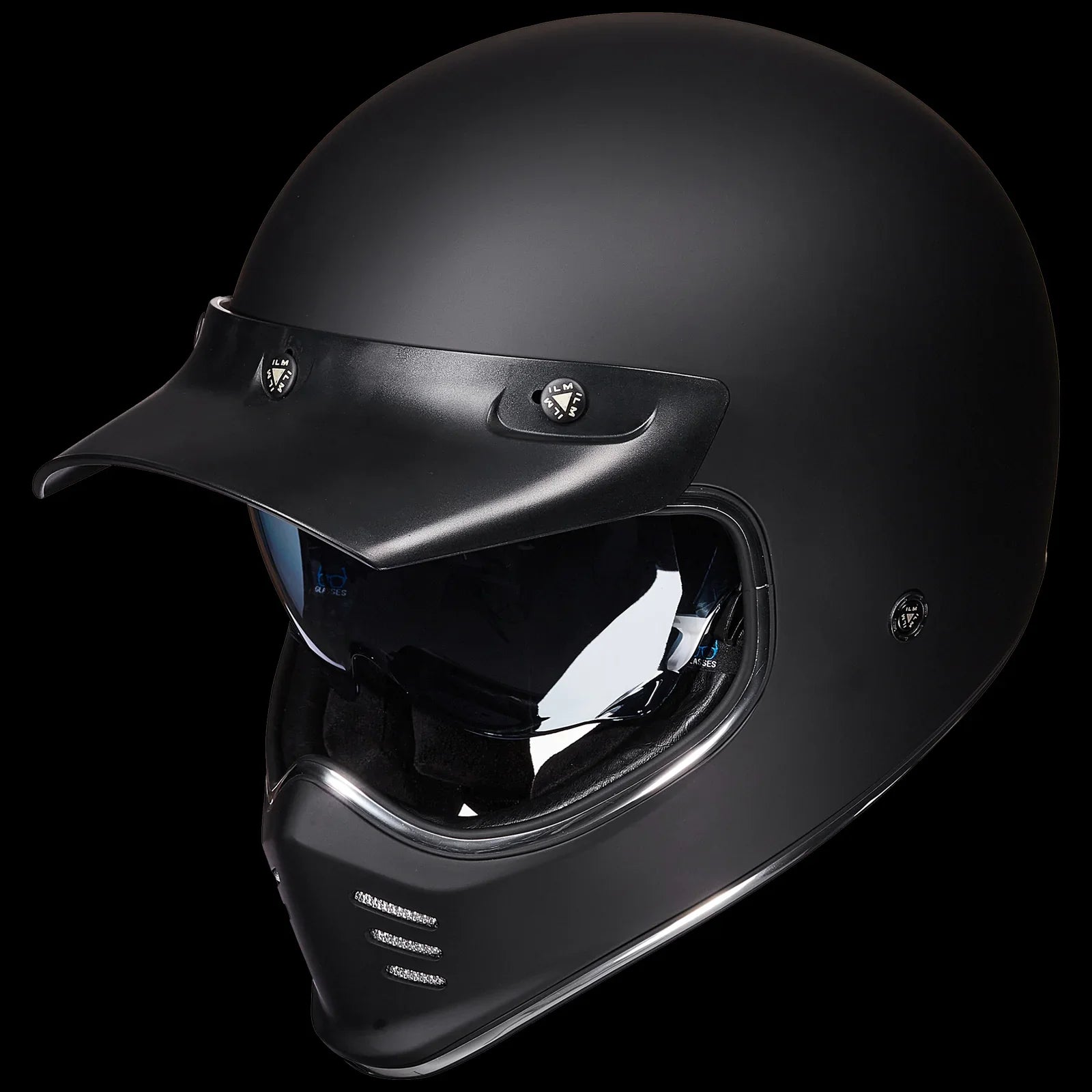 ILM Vintage Full Face Motorcycle Helmets Model Z502 Matte Black / Small