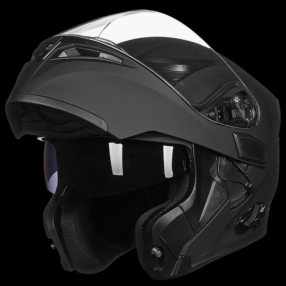 ILM Modular Flip up Full Face Bluetooth Motorcycle Helmet Model 902BT Matte Black / XX-Large