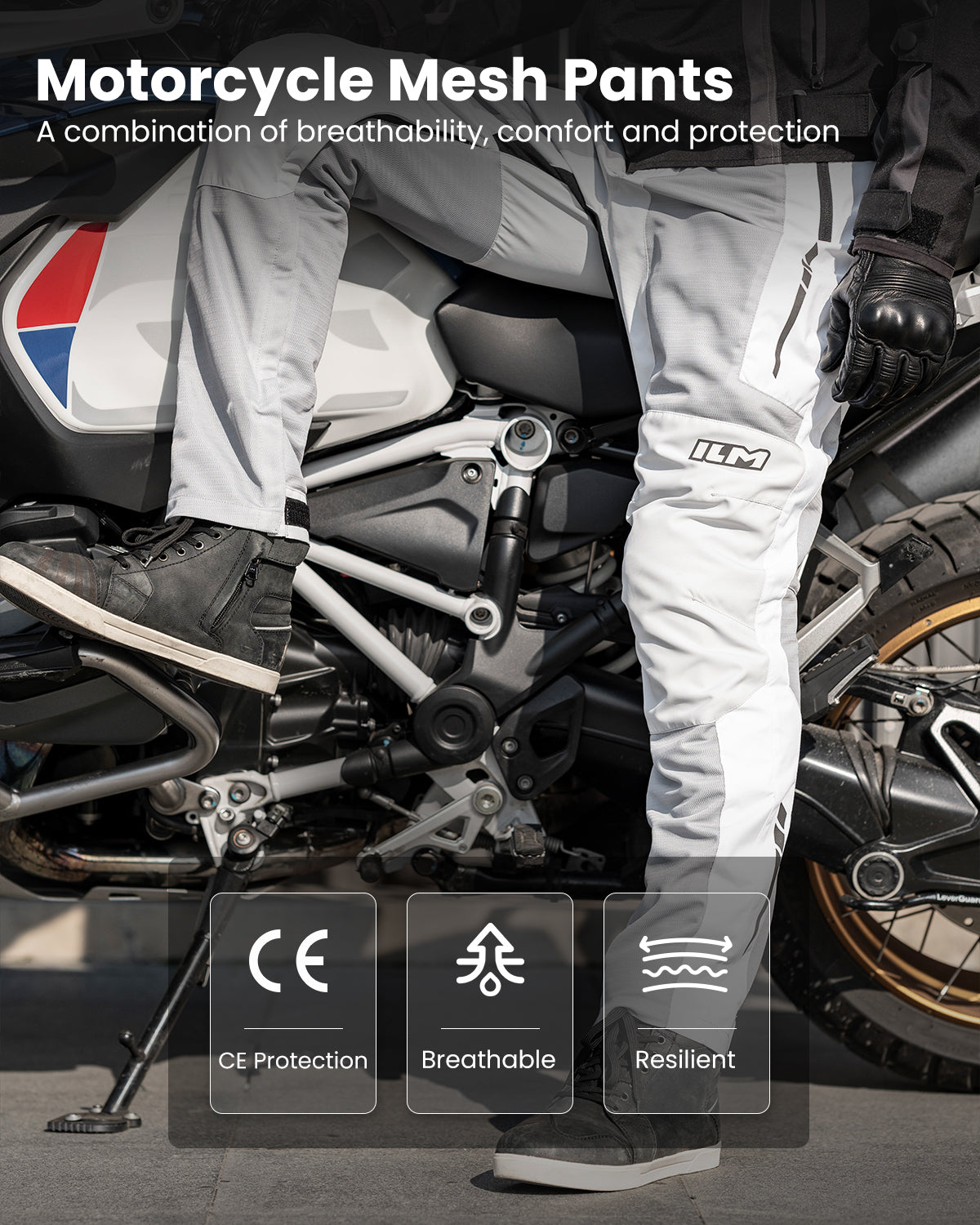 ILM Mesh Motorcycle Pants for Men with CE Armor Leg Zipper Riding Motorbike Touring Model PM1