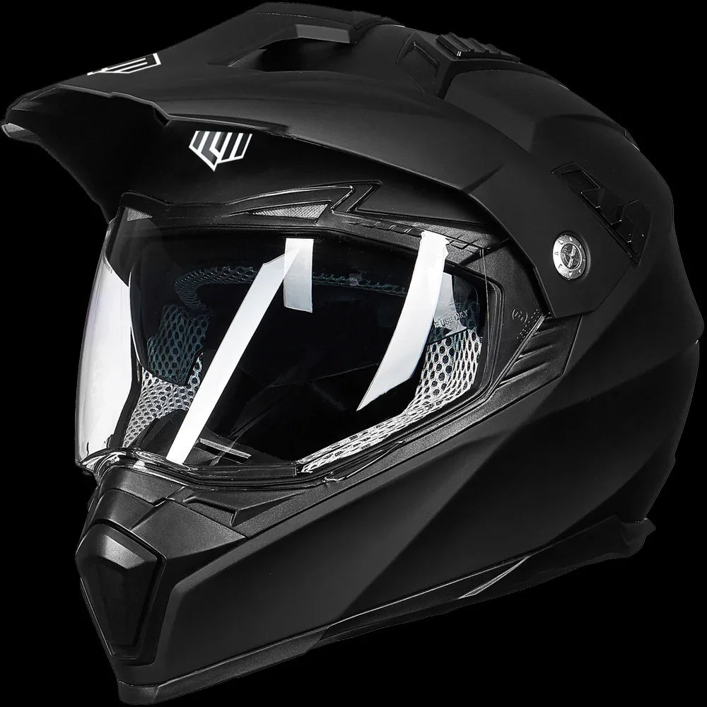 ILM Off Road Motorcycle Dual Sport Helmet Model 606V Matte Black / Large