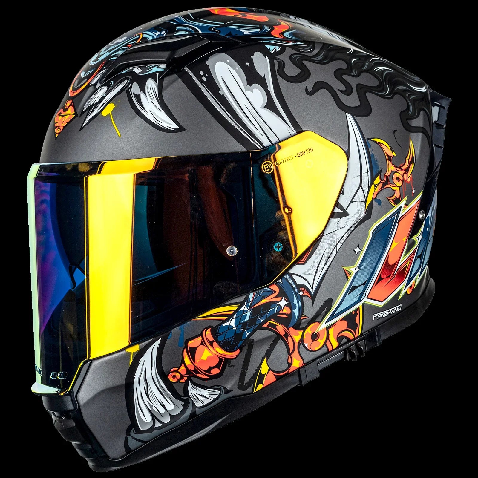 ILM Full Face Motorcycle Helmet Lightweight Fiberglass DOT ECE Model MF522P Ronin Gray / XX-Large