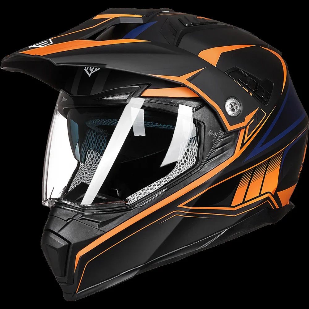 ILM Off Road Motorcycle Dual Sport Helmet Model 606V Orange / Small