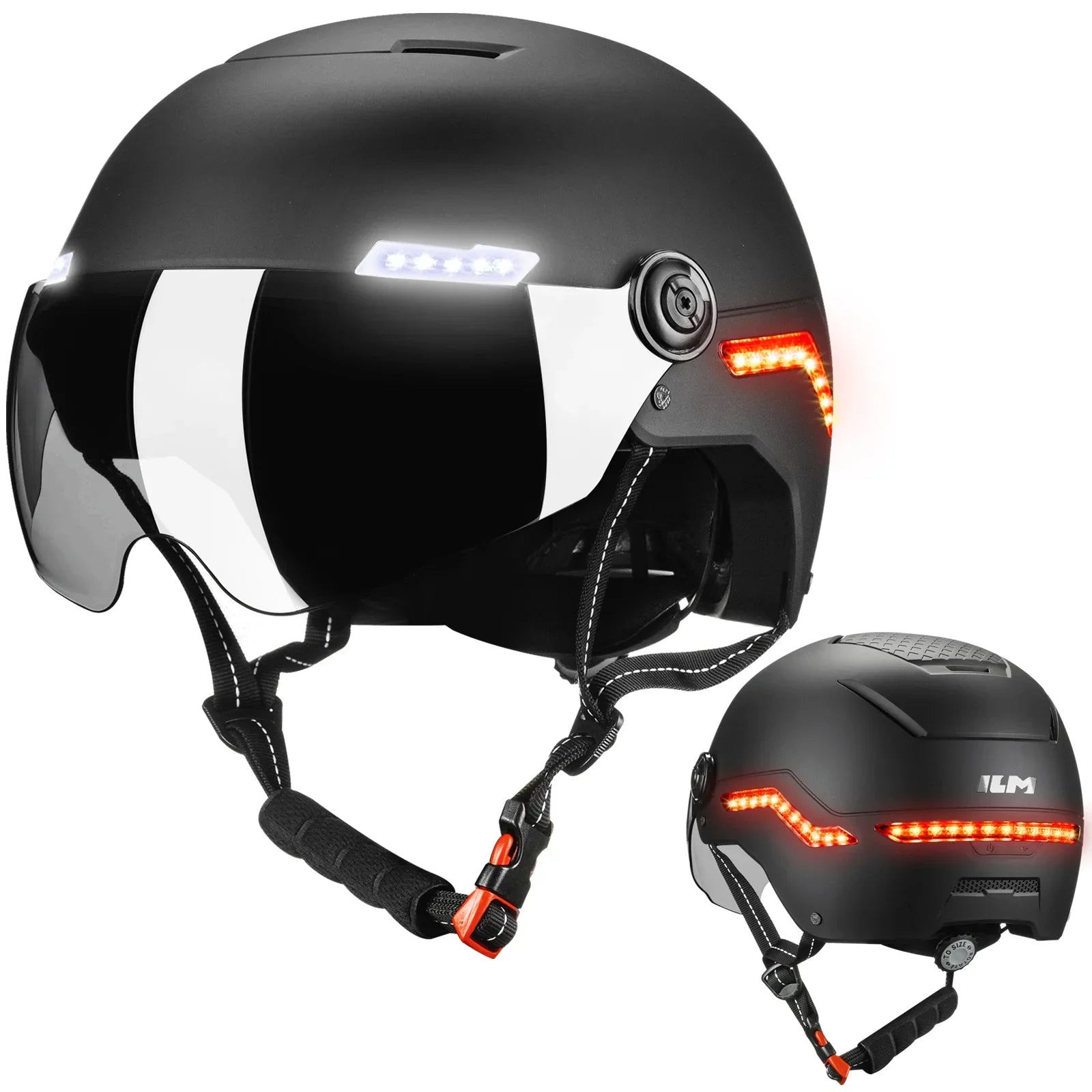 ILM Smart Adult Bike Helmet Front Side Rear LED Light with Automatic G