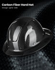 ILM Carbon Fiber Full Brim Hard Hat for Men with 4-8 Point Suspension OSHA and ANSI Construction Safety Hat Model MS401