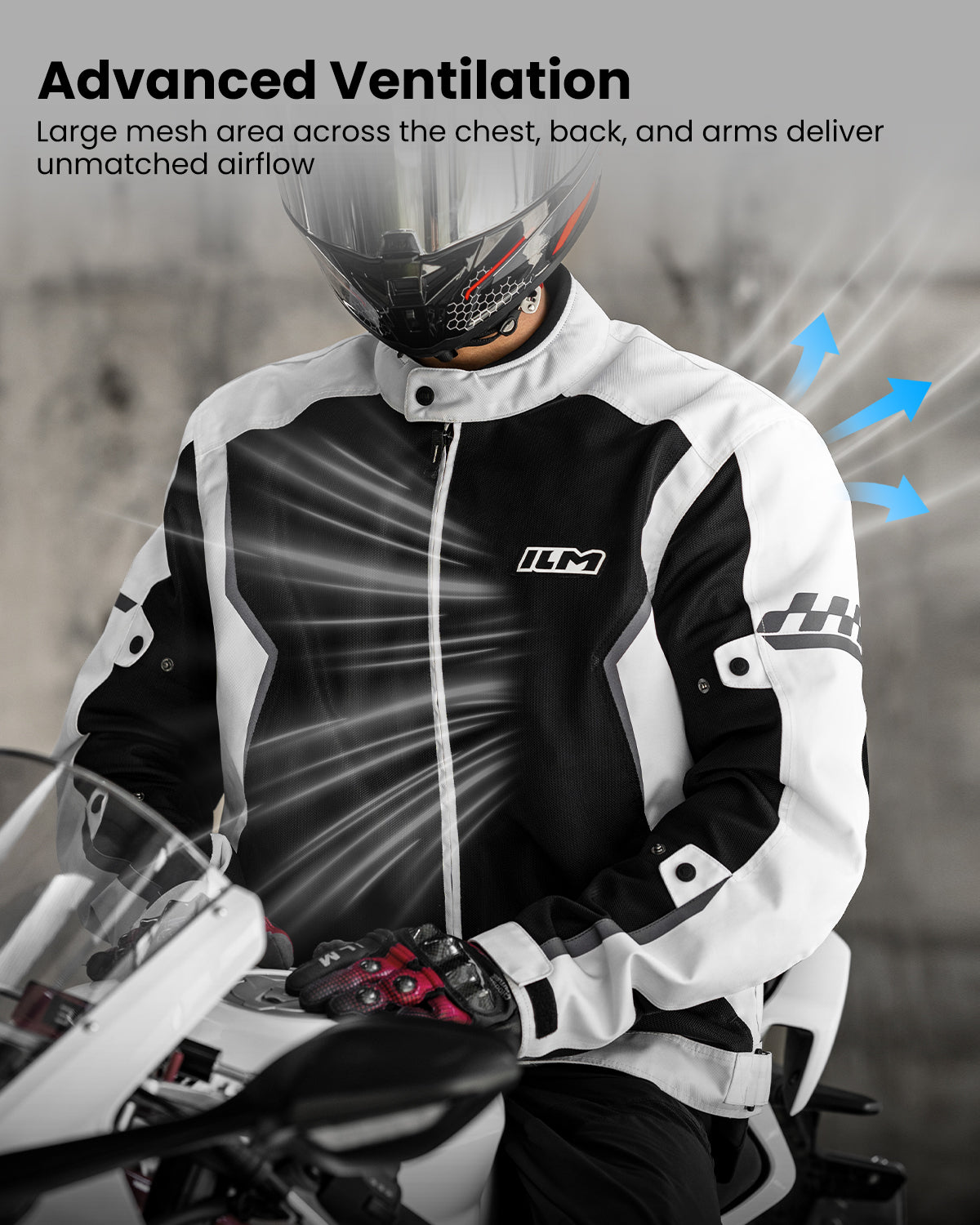 ILM Motorcycle Mesh Jacket with CE Armor and Detachable Waterproof Lin